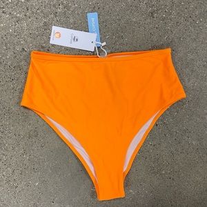 NWT Cupshe High Waisted Bikini Bottom Neon Orange - size Medium